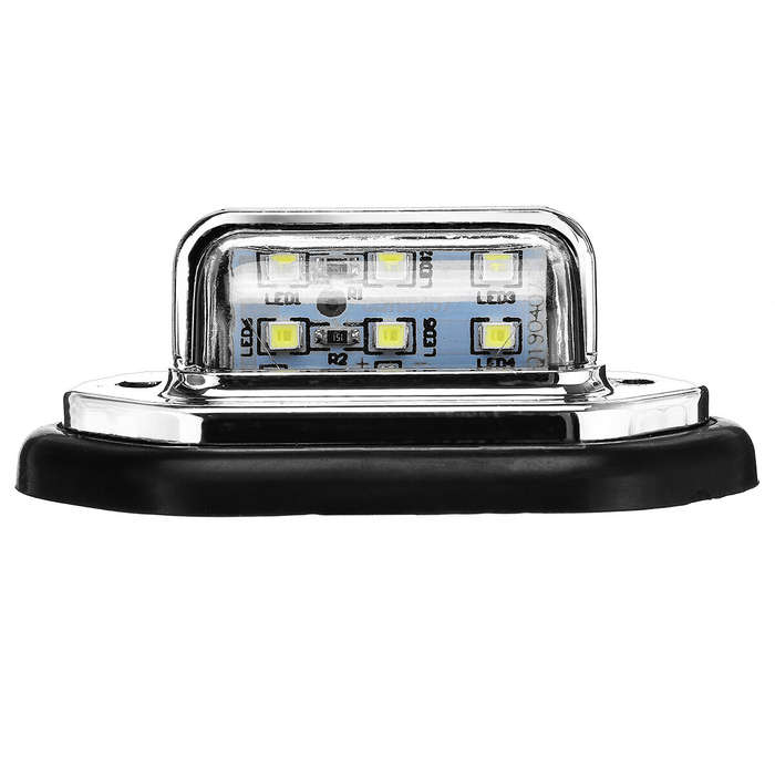 Silver - Rear Tail LED License Number Plate Light with Fittings For 10-30V Truck Lorry Van Caravan