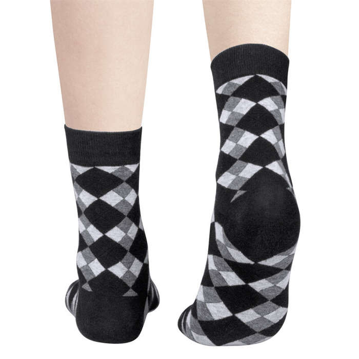 XXL - YUEDGE 5 Pairs Of Men's Trendy Checkered Pattern Mid Calf Crew Socks, Breathable Cotton Blend