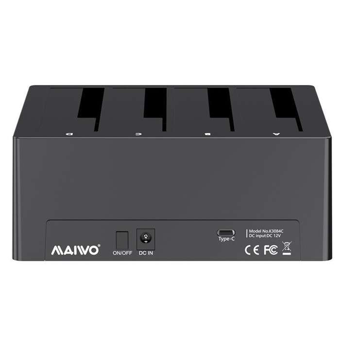 Black - MAIWO K3084U3S 4-Bay Hard Drive Docking Station SATA to USB3.0 HDD Docking for 2.5/3.5 inch