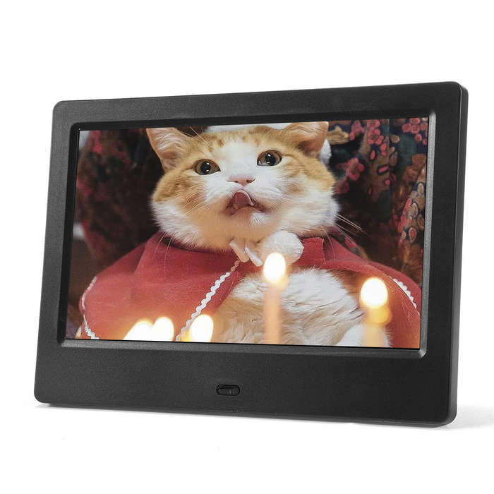 Black - 7 Inch 16:9 HD Digital Photo Frame Album Holder Stand Home Decor with Remote Control