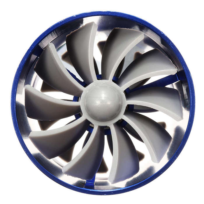 Blue - Universal Car Double Turbine Turbo Air Intake Gas Fuel Saver Fan Turbocharger