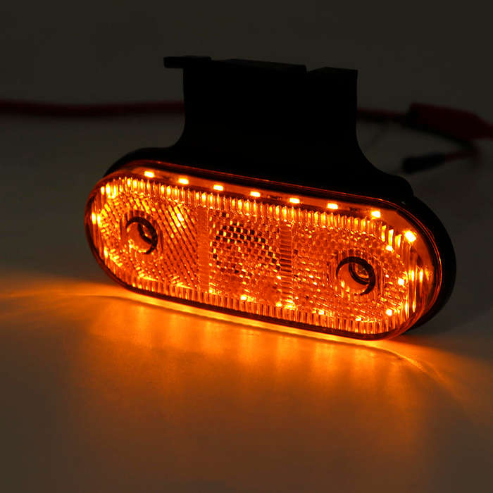 12V/24V 20 LED Side Marker Lights Reflector Lamp Amber With Bracket For Truck Trailer