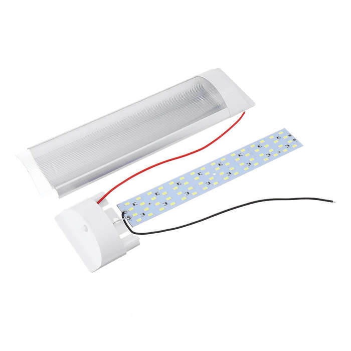 23CM 5W 72 LED White Interior Dome Lights Bar DC 24V 6000K White with Switch for Car Van RV Truck Tr