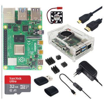 Catda 2GB RAM Raspberry Pi 4B + Cover Box + Power Supply + 32/64GB... (CAPACITY: 64G | PLUG: USPLUG)