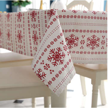 Linen Cotton Tablecloth Red Snowflakes Christmas Table Cloth for We... (TABLE CLOTH SIZE: 140*180CM)
