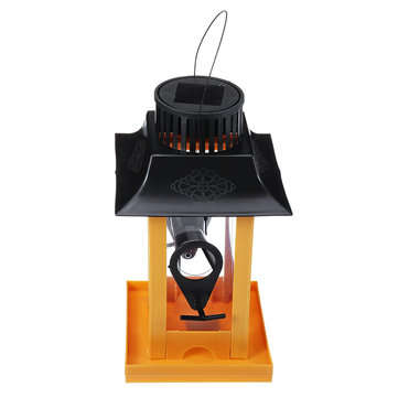 Solar Powered LED Hanging Wild Bird Food Feeder Seeds Container Storage Feeding
