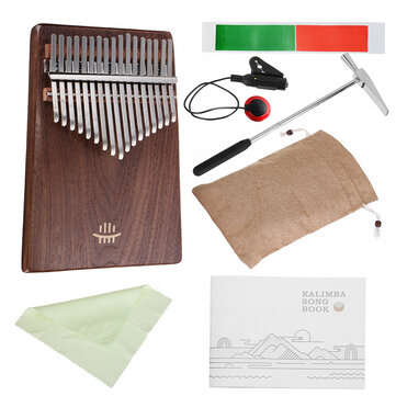 HLURU 17 Key Kalimba Finger Piano Thumb Wood Musical Instrument For Beginner Walnut
