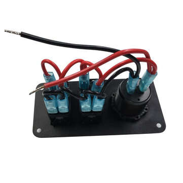 LED Switch Panel 2 Gang Rocker Switch Toggle QC 3.0 USB Blue LED Car Marine Boat