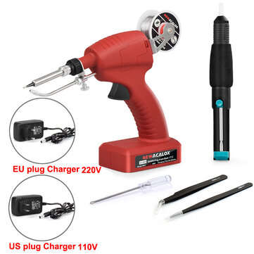 NEWACALOX 80W Rechargeable Cordless Soldering Iron Handheld Automatic... (PLUG: USPLUG | COLOR: RED)