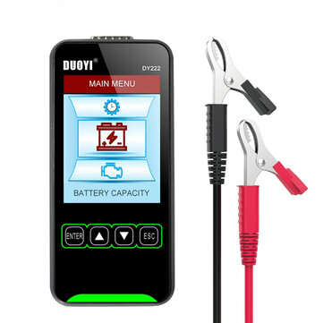 DUOYI DY222 12/24V Car Battery Tester Analyzer Vehicle 100-2000CCA LCD Color Screen Display Multifun