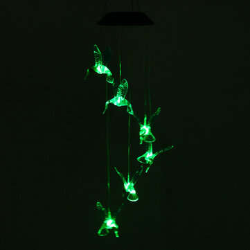 Solar Hummingbird Wind Chime Light Waterproof Color Changing Solar Powered LED