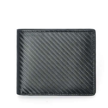 Men`s Card Holder Large Capacity RFID Blocking Genuine Leather Carbon Fiber Style Anti Magnetism Bif