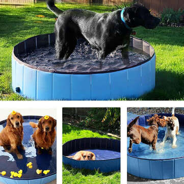 80x20cm Folding Paddling Pool PVC Pet Bathtub Dogs Cats Puppy Shower Swimming Pool House