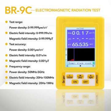 BR-9C 2-In-1 Handheld Portable Digital Display Electromagnetic Radiation Nuclear Radiation Detector
