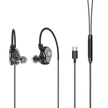Bakeey 3.5mm Type C Plug Double Moving Coil Two Speaker In Ear Earph... (TYPE: 3.5MM | COLOR.: GRAY)