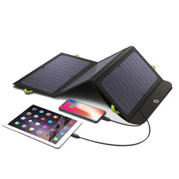 ALLPOWERS 21W Solar Charger with 10000mAh Battery, 3 USB Ports(USB-C and USB-A) SunPower Solar Panel