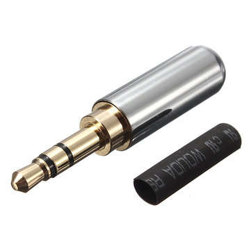 3 Pole Male Headphone Jack Plug Metal Audio +Heat Shrinkable Tube (COLOR.: SILVER)