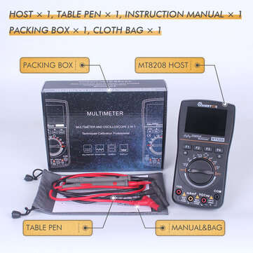 MUSTOOL MT8208 Intelligent Graphical Digital Oscilloscope Multimeter 2 in 1 With 2.4 Inches Color Sc
