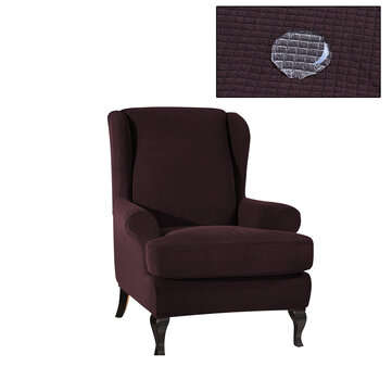 Waterproof Elastic Armchair Wingback Wing Chair Slipcover Protector Covers (COLOR.: DEEPCOFFEE)