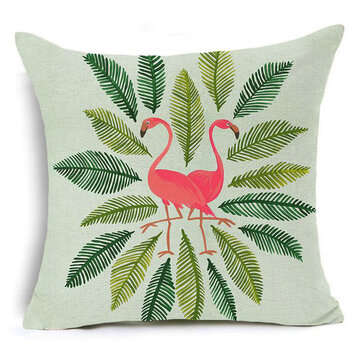 Honana 45x45cm Home Decoration Flamingo Palm Leaf Design 16 Optional Patterns Cotton L... (STYLE: 9)