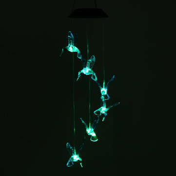 Solar Hummingbird Wind Chime Light Waterproof Color Changing Solar Powered LED