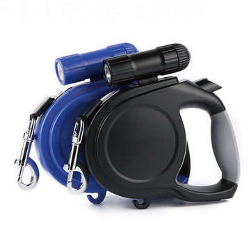 4.5M 20kg Retractable Dog Leash Automatic Walking Leash Lead with LED Garbage Dispenser Night Light