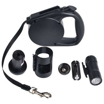 4.5M 20kg Retractable Dog Leash Automatic Walking Leash Lead with LED Garbage Dispenser Night Light
