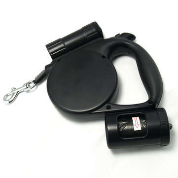 4.5M 20kg Retractable Dog Leash Automatic Walking Leash Lead with LED Garbage Dispenser Night Light