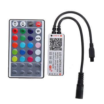 Smart WiFi 5Pin RGBW LED Strip Controller+32Keys Remote Control Work With Amazon Alexa Google Assist
