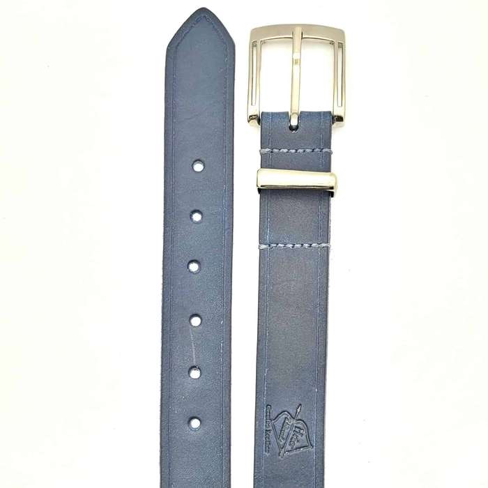 Mens Belt, Full Grain Leather - Navy