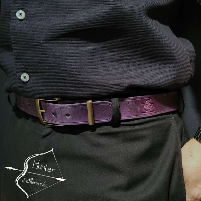 Mens Belt, Full Grain Leather - Purple
