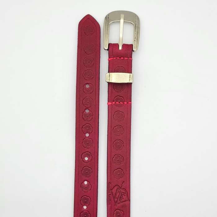 Ladies Belt, Full Grain Leather - Dark Pink