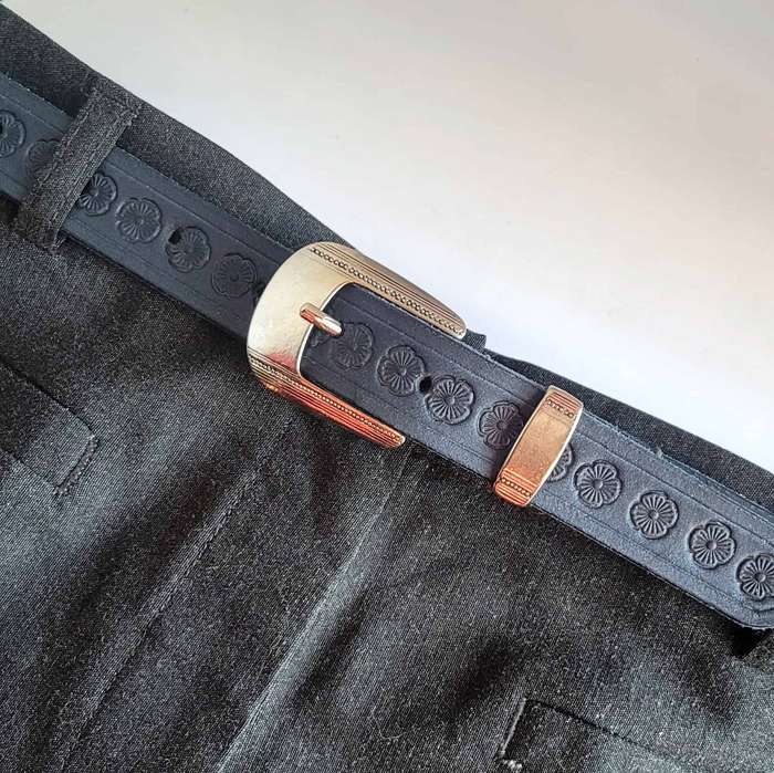 Ladies Belt, Full Grain Leather - Navy