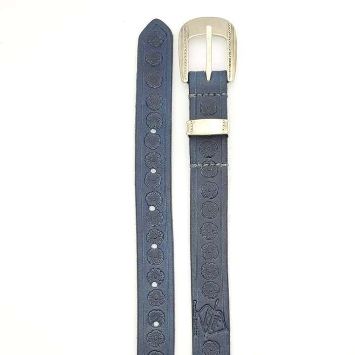 Ladies Belt, Full Grain Leather - Navy