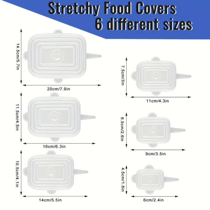 6-Piece Super Stretch Silicone Rectangular Lids