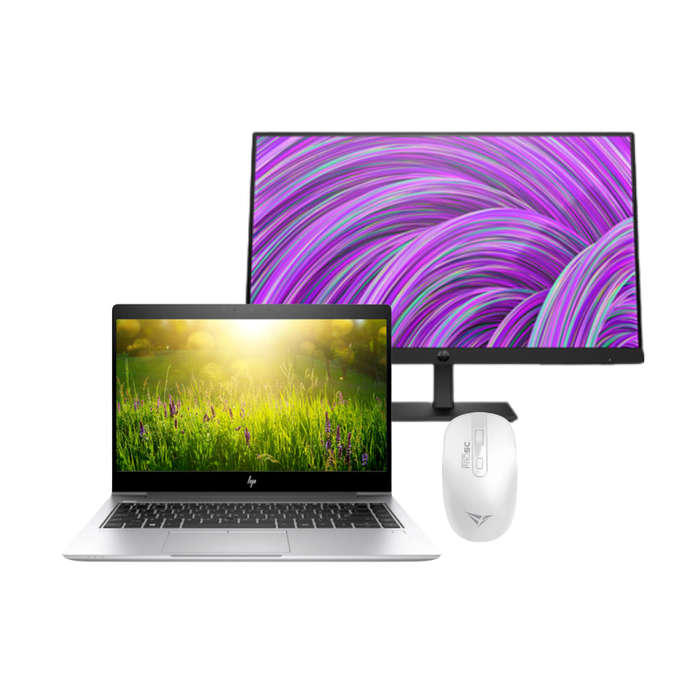 2x HP Elitebook 840 G6 i5 8th Gen Laptops | HP P224 22" Monitors | Alcatroz Wireless Mouse