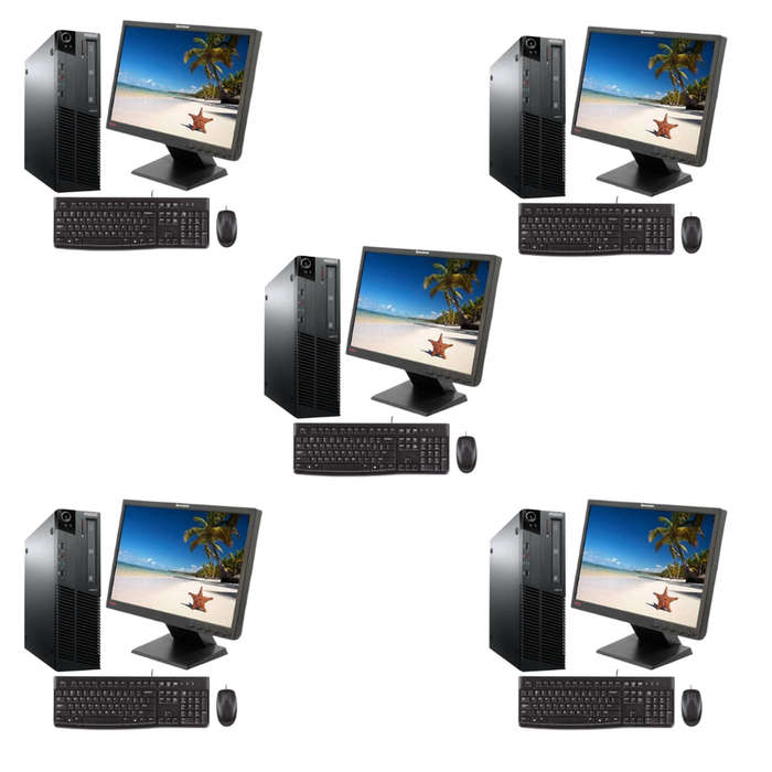 5x Lenovo ThinkCentre M78 A4-5300B SFF's | Lenovo Thinkvision L197WA 19" Monitors | Wired K&M Combos