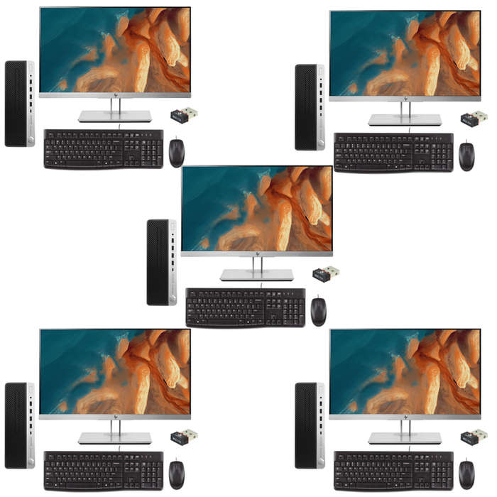 5x HP ProDesk 600 G3 i3 6th Gen SFF l 5x HP E223 22" Monitor & 5x Refurbished K&M l 5x Volkano Ai...