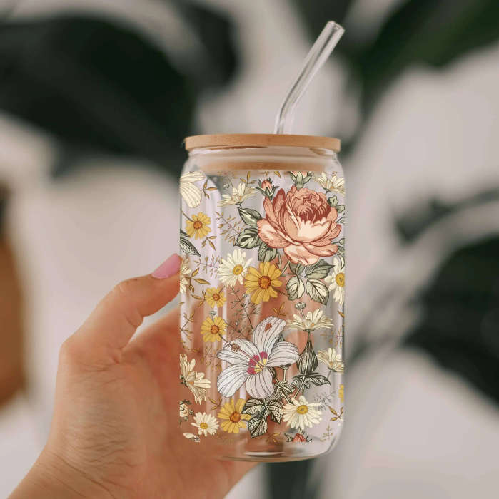 Botanical Glass Can