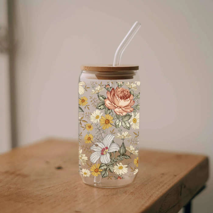 Botanical Glass Can