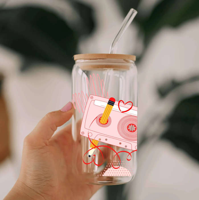 Retro Love Glass Can