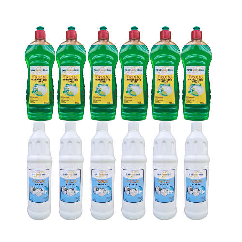 6x Frolic Dishwashing Liquid 750ml  & 6x Frolic Bleach 750ml