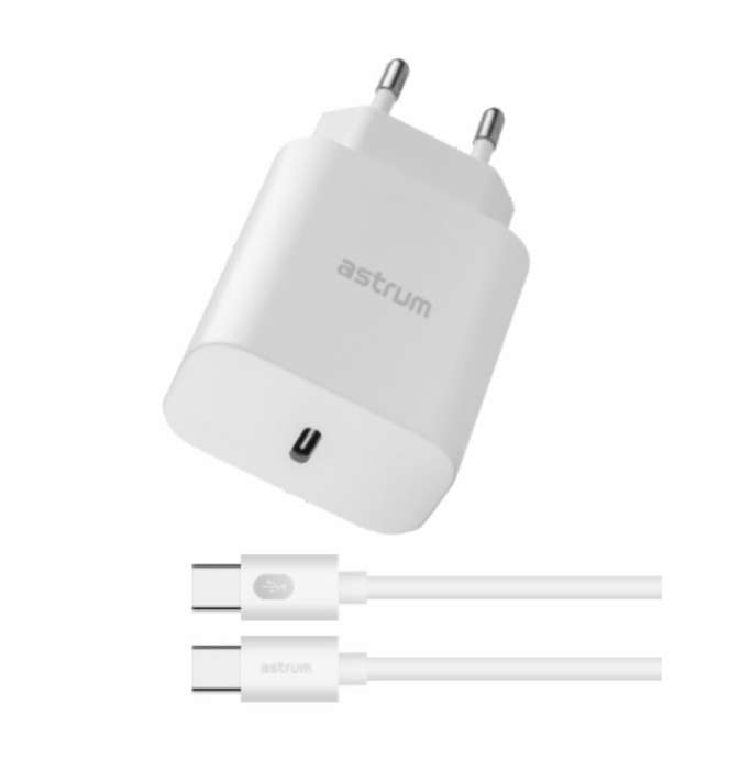 Astrum 3A USB-C PD 20W Quick Travel Wall Charger + USB-C Cable - Pro PD20