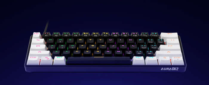 Gamdias AURA GK2 60% RGB Gaming Keyboard - Stylish Black & White Design