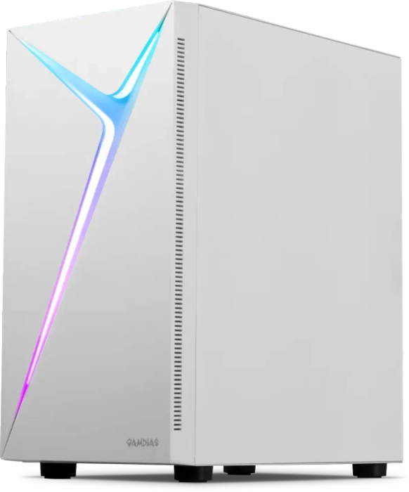 Gamdias ARGUS E4 Elite Tempered Glass Mid-Tower Gaming Case - White / Panoramic Tempered Glass / ...