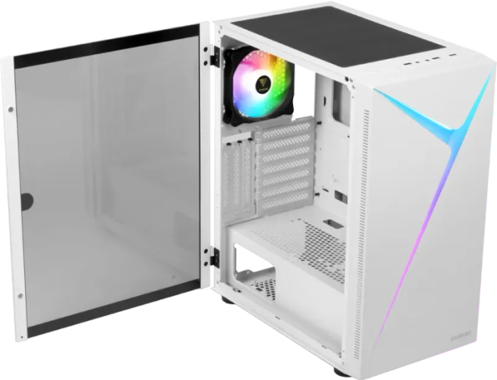 Gamdias ARGUS E4 Elite Tempered Glass Mid-Tower Gaming Case - White / Panoramic Tempered Glass / ...