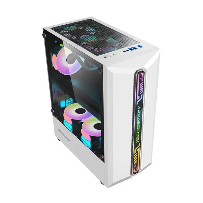 Armaggeddon Tritron Pro 300 ATX Gaming Case with 3x ARGB Fans - White