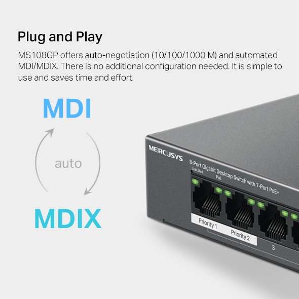 8-Port Gigabit Desktop Switch with 7-Port PoE+