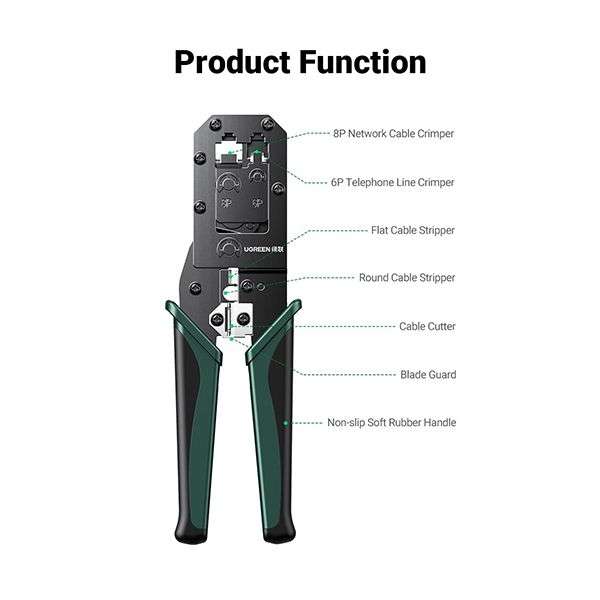 UGreen 70683 Multi-Functional LAN Cable Crimping Tool - BK/GN