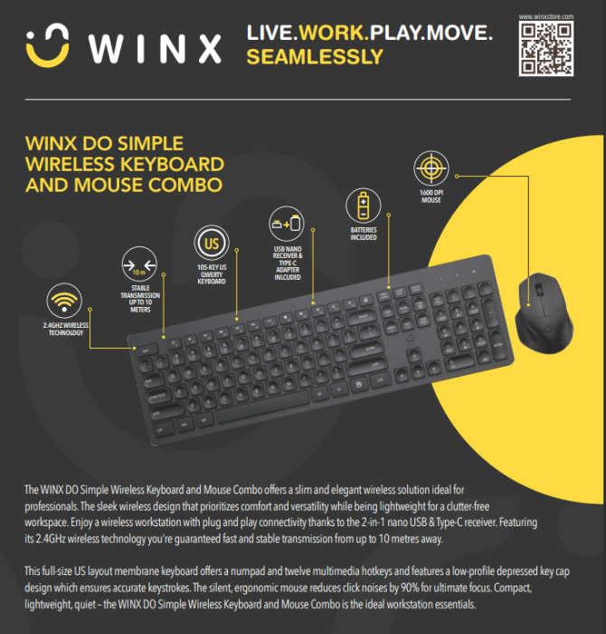 WINX DO Simple Wireless Keyboard and Mouse Combo
